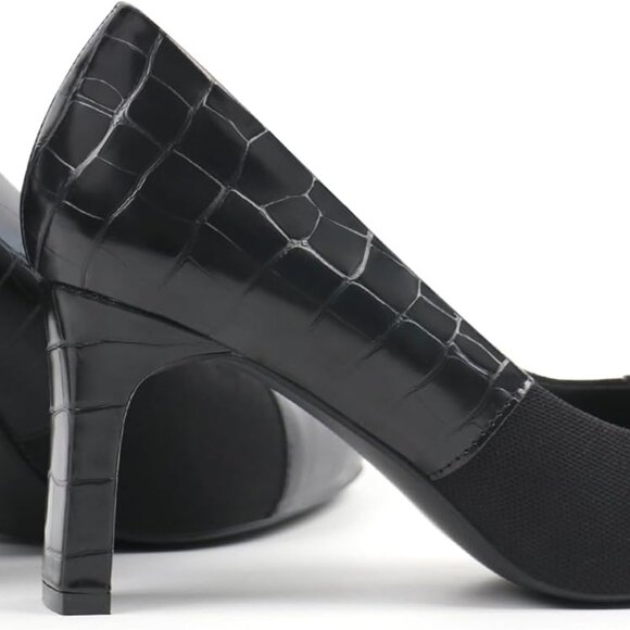 Women Dress Pumps Synthetic Leather Bunion Friendly 3 Inch Heels for Work - Picture 6 of 6